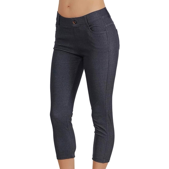 Jean Look Cotton Blend Jeggings Tights Slimming - Picture 3 of 4